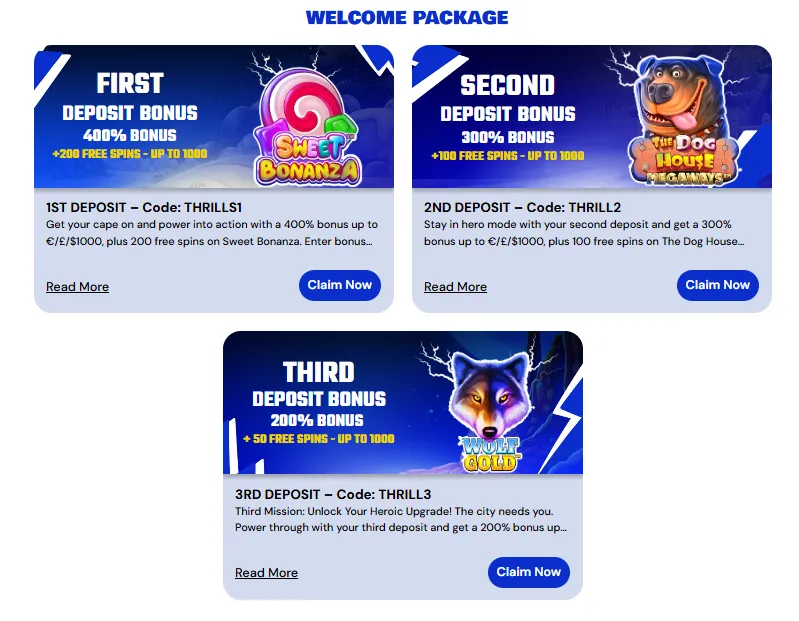mrthrills casino welcome package